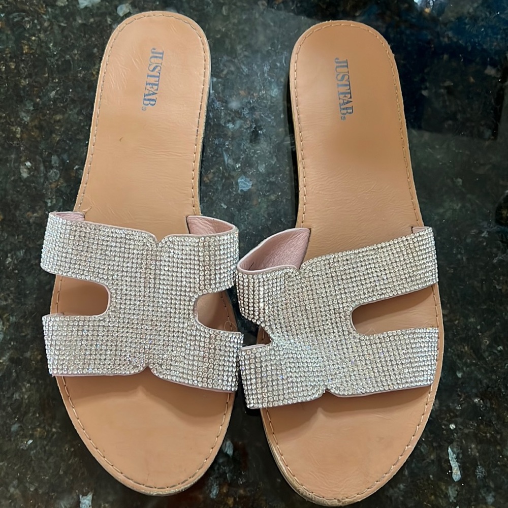 JustFab rhinestone slide, size 9.5